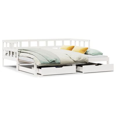 vidaXL Dormeuse Letto Estraibile e Cassetti Bianco 90x190cm Legno Pino