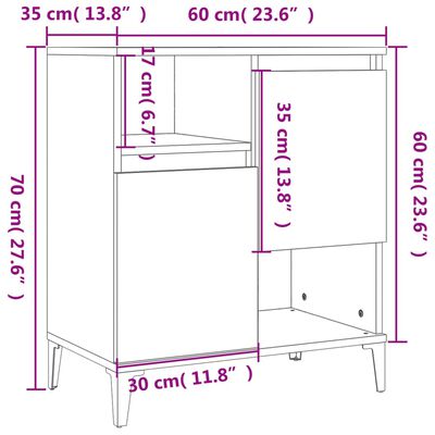 vidaXL Credenze 2pz Nere 60x35x70 cm in Legno Multistrato