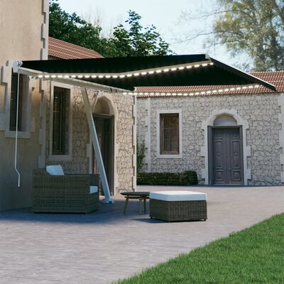 vidaXL Tenda da Sole Retrattile Manuale con LED 450x300 cm Antracite