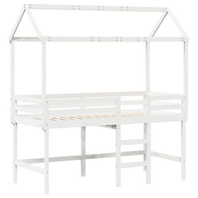 vidaXL Letto Soppalco con Scala e Tetto Bianco 80x200 cm Massello Pino