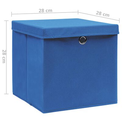 vidaXL Contenitori con Coperchi 4 pz 28x28x28 cm Blu