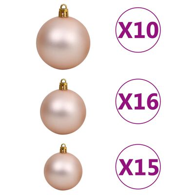 vidaXL Albero Natale Incernierato con 300 LED e Palline 210 cm