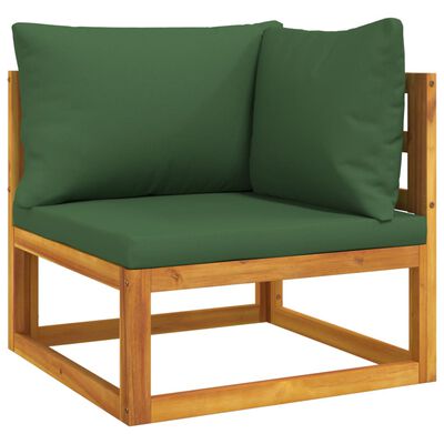 vidaXL Set Salotto da Giardino 6pz con Cuscini Verdi in Legno Massello