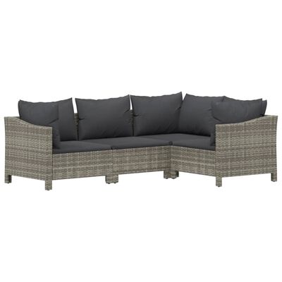 vidaXL Set Divani da Giardino 6 pz con Cuscini in Polyrattan Grigio