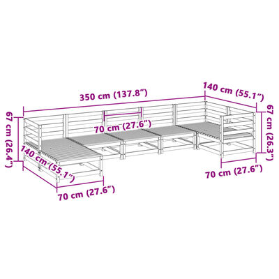 vidaXL Set Divani da Giardino 7 pz in Legno Massello di Pino