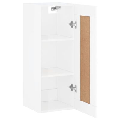 vidaXL Mobile Parete Bianco Lucido 34,5x34x90 cm in Legno Multistrato