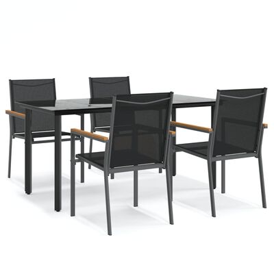 vidaXL Set da Pranzo da Giardino 5 pz Nero in Textilene e Acciaio