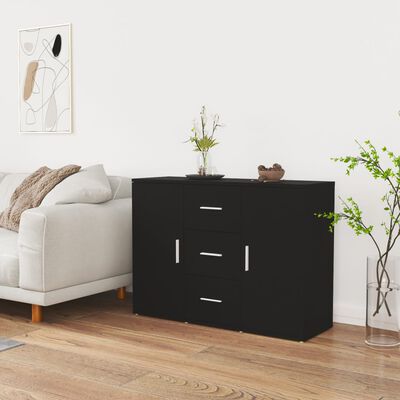 vidaXL Credenza Nera 91x29,5x65 cm in Legno Multistrato