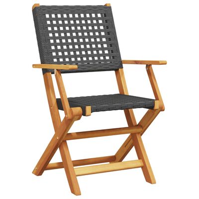 vidaXL Set da Bistrot 3 pz Nero in Polyrattan e Legno Massello