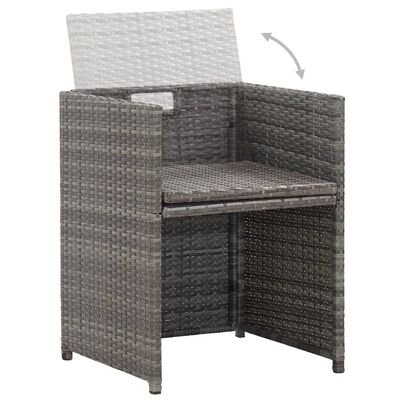 vidaXL Set da Pranzo per Esterni 17 pz con Cuscini Polyrattan Grigio