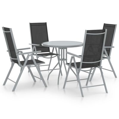 vidaXL Set Mobili Pranzo Giardino 5pz Alluminio e Textilene Argento