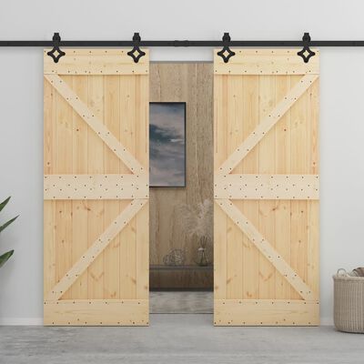 vidaXL Porta Scorrevole con Set Hardware 80x210 cm in Legno di Pino