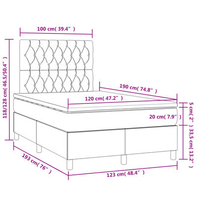 vidaXL Letto a Molle con Materasso e LED Nero 120x190 cm in Tessuto