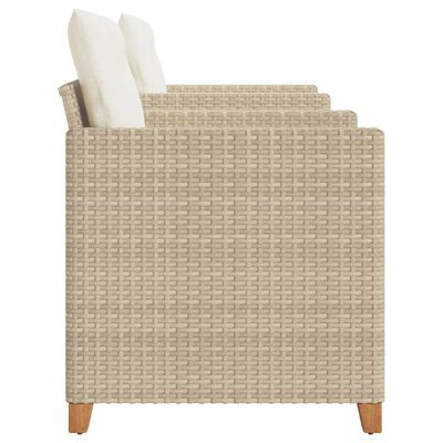 vidaXL Set da Bistrò 3 pz con Cuscini Beige Polyrattan e Legno Acacia