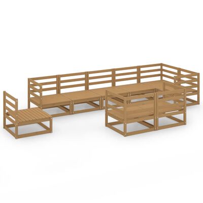 vidaXL Set Salotto da Giardino 9pz Marrone Ambra Legno Massello Pino