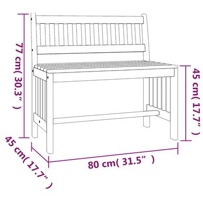 vidaXL Panca da Giardino 80 cm Legno Massello di Eucalipto