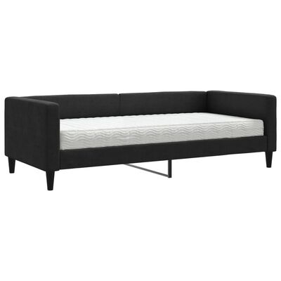 vidaXL Divano Letto con Materasso Nero 90x200 cm in Tessuto