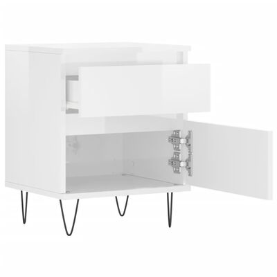 vidaXL Comodini 2pz Bianco Lucido 40x35x50 cm in Legno Multistrato