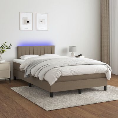 vidaXL Letto a Molle con Materasso e LED Tortora 120x190 cm in Tessuto