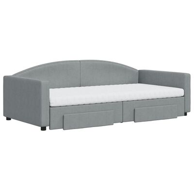 vidaXL Divano Letto Estraibile Cassetti Grigio Chiaro 100x200 Tessuto