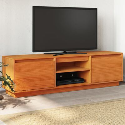 vidaXL Mobile TV Marrone Cera 140x35x40 cm in Legno Massello di Pino