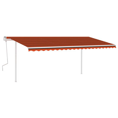 vidaXL Tenda da Sole Retrattile Manuale con Pali 5x3 m Arancio Marrone