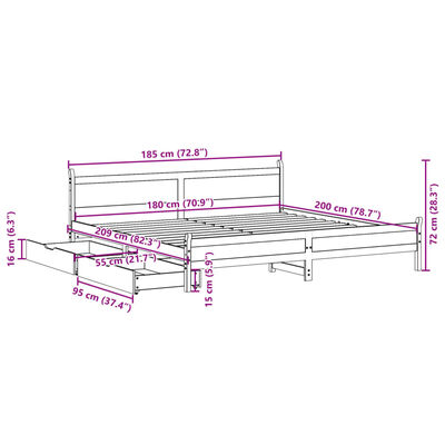 vidaXL Letto senza Materasso Bianco 180x200 cm Legno Massello di Pino