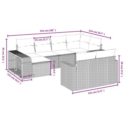 vidaXL Set Divano da Giardino 10 pz con Cuscini Beige in Polyrattan