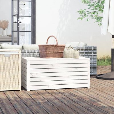 vidaXL Contenitore Giardino Bianco 101x50,5x46,5cm Legno Massello Pino