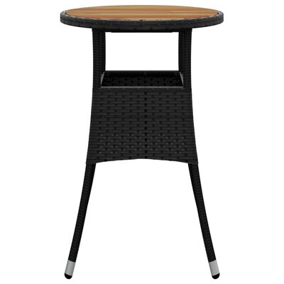 vidaXL Tavolo Giardino Ø60x75 cm Massello Acacia e Polyrattan Nero