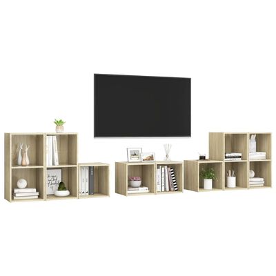 vidaXL Set Mobile TV 8 pz Rovere Sonoma in Legno Multistrato