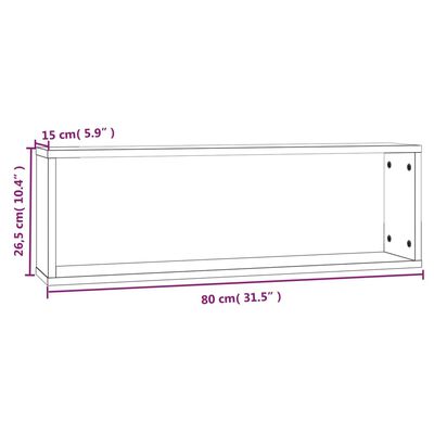 vidaXL Mensole Parete Cubo 2 Rovere Fumo 80x15x26,5 Legno Multistrato