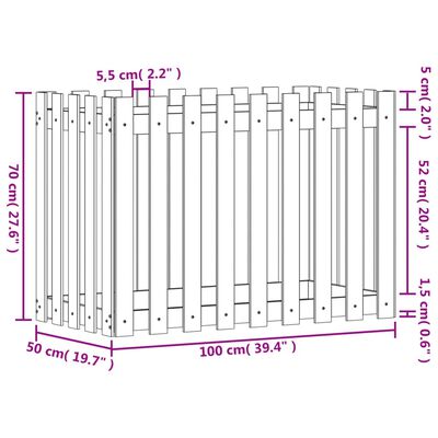 vidaXL Fioriera da Giardino Recinzione 100x50x70 cm in Pino Impregnato