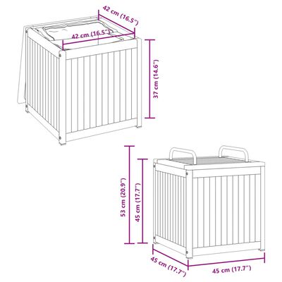 vidaXL Cassa da Esterno per Cuscini 45x45x45/53cm in Legno e Acciaio