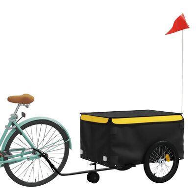 vidaXL Rimorchio da Bici Nero e Giallo 45 kg in Ferro