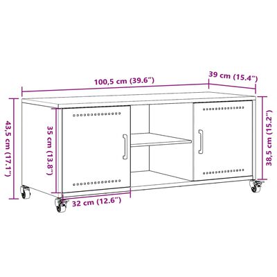 vidaXL Mobile TV Verde Oliva 100,5x39x43,5 cm in Acciaio