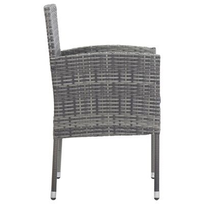 vidaXL Set da Pranzo da Giardino 5 pz Nero Grigio Polyrattan e Acciaio