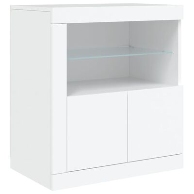 vidaXL Credenza con Luci LED Bianca 202x37x67 cm