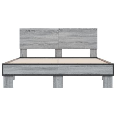 vidaXL Giroletto Grigio Sonoma 140x190 cm in Legno Multistrato Metallo