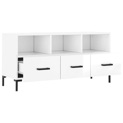 vidaXL Mobile Porta TV Bianco Lucido 102x36x50 cm in Legno Multistrato