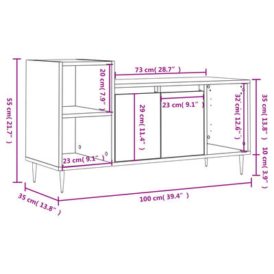 vidaXL Mobile TV Grigio Sonoma 100x35x55 cm in Legno Multistrato