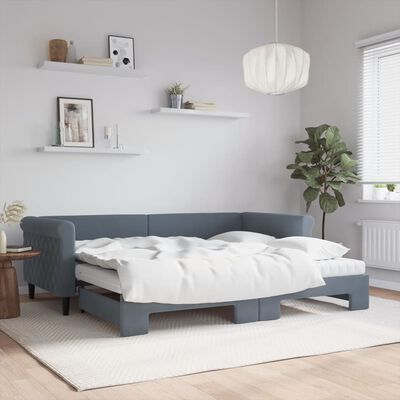 vidaXL Divano Letto Estraibile Materassi Grigio Scuro 90x200cm Velluto