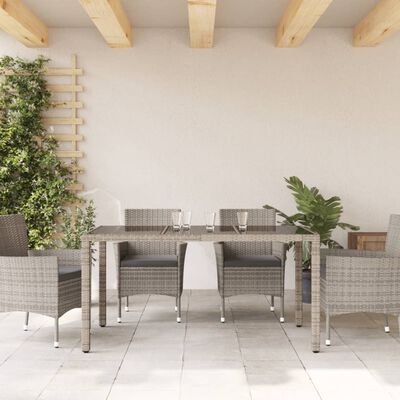 vidaXL Tavolo da Giardino Piano in Vetro Grigio 150x90x75cm Polyrattan