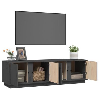 vidaXL Mobile Porta TV Grigio 140x40x40 cm in Legno Massello di Pino