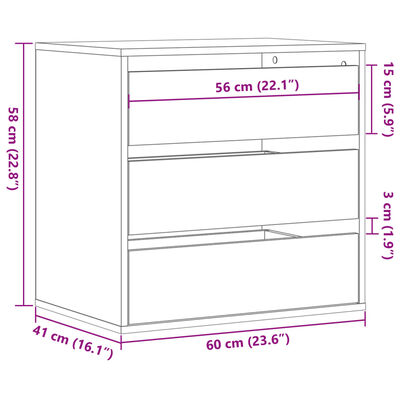 vidaXL Cassettiera Angolare Nera 60x41x58 cm in Legno Multistrato