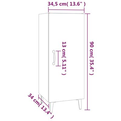 vidaXL Credenza Grigio Cemento 34,5x34x90 cm in Legno Multistrato