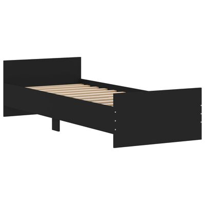 vidaXL Giroletto Nero 75x190 cm Small Single in Legno Multistrato