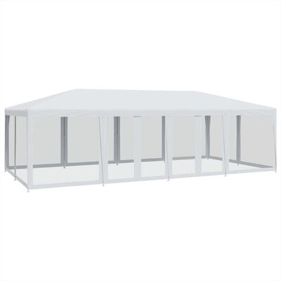 vidaXL Tenda per Feste con 12 Pareti Laterali in Rete Bianco 8x4m HDPE