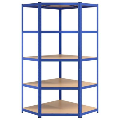 vidaXL Scaffali a 5 Ripiani 3 pz Blu in Acciaio e Legno Multistrato