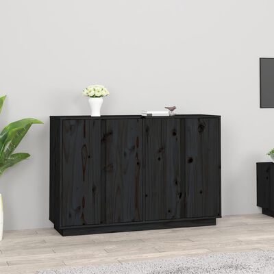 vidaXL Credenza Nera 120x35x80 cm in Legno Massello di Pino